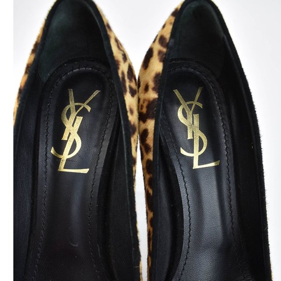 YVES SAINT LAURENT "Tribtoo": Leopard, Calf-Hair Platform Heels/Pumps - Picture 8 of 10
